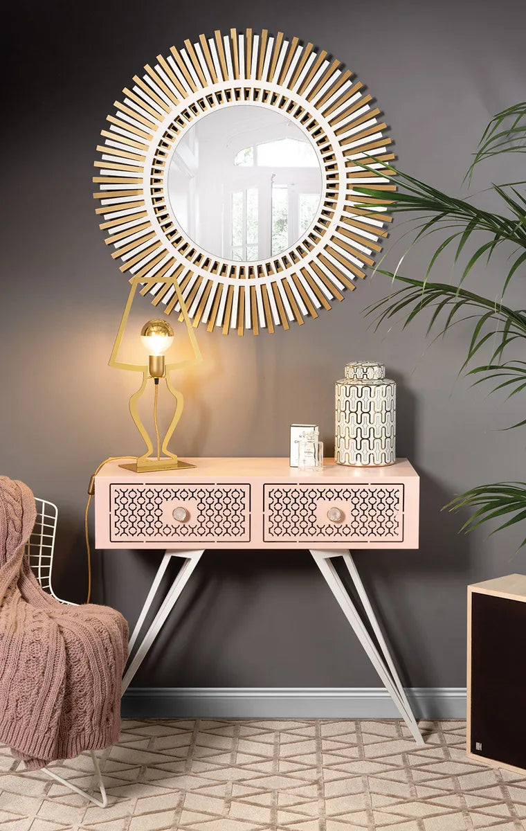Arti & Mestieri Consolle Mayfair Grande in ferro con pomelli in resina, design glamour per ingresso