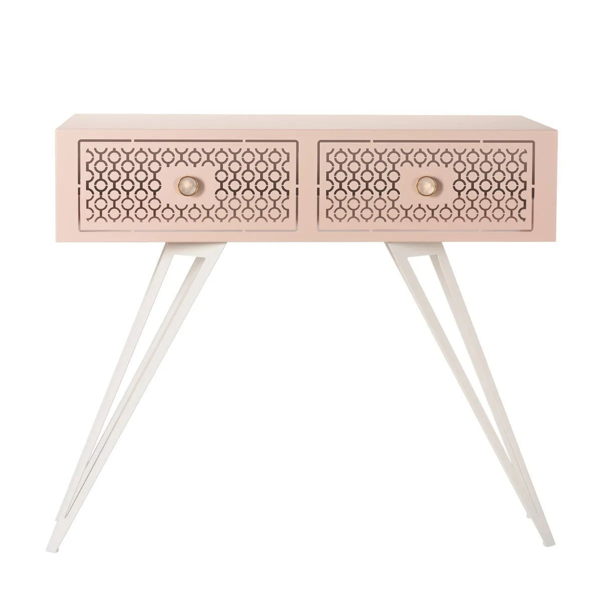 Arti & Mestieri Consolle Mayfair Grande in ferro con pomelli in resina, design glamour per ingresso