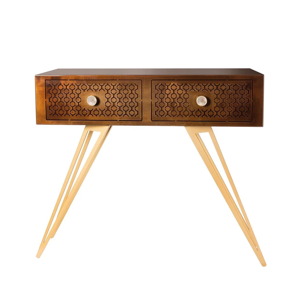Arti & Mestieri Consolle Mayfair Grande in ferro con pomelli in resina, design glamour per ingresso