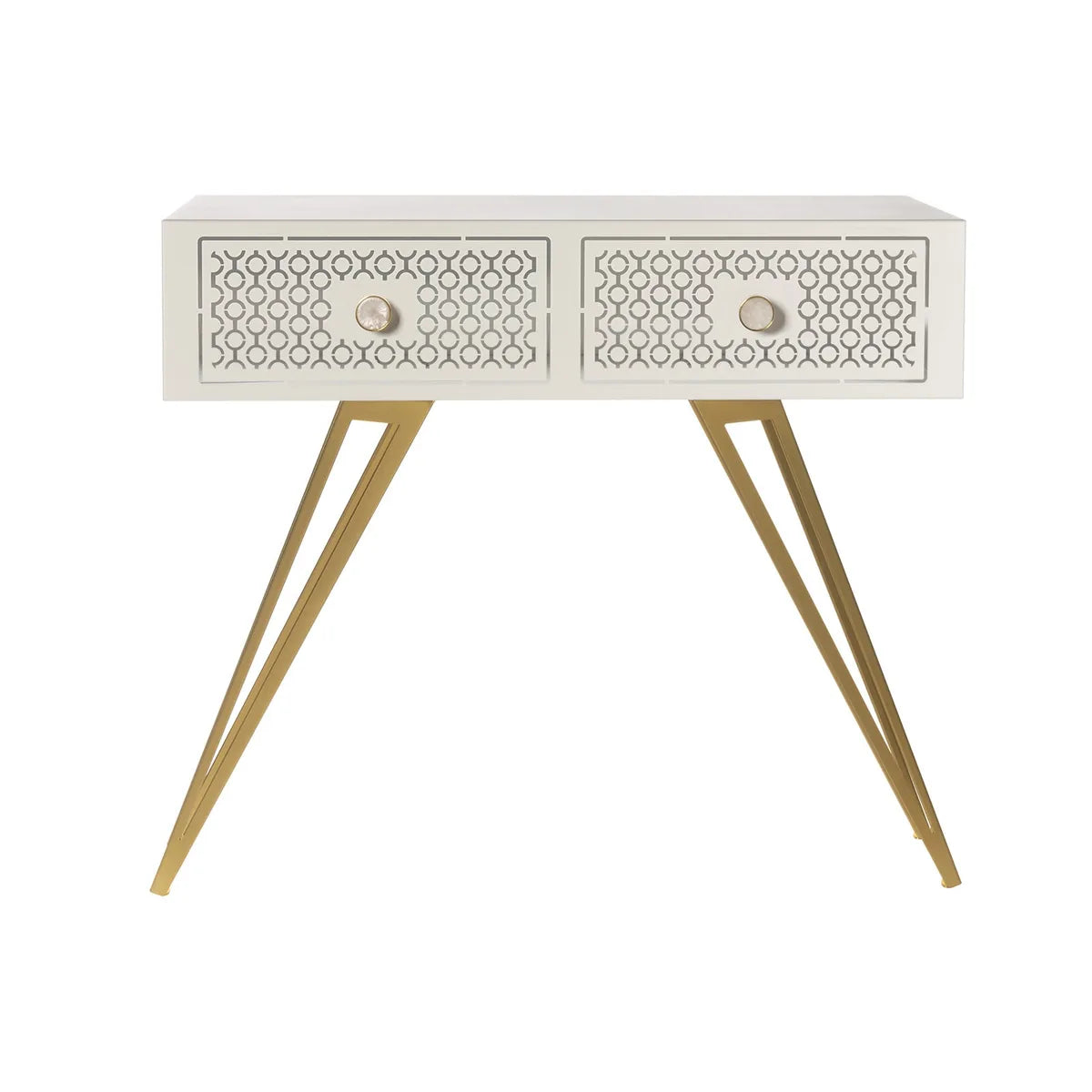 Arti & Mestieri Consolle Mayfair Grande in ferro con pomelli in resina, design glamour per ingresso
