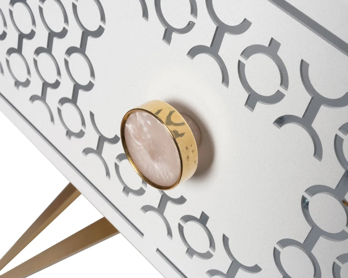 Arti & Mestieri Consolle Mayfair Grande in ferro con pomelli in resina, design glamour per ingresso