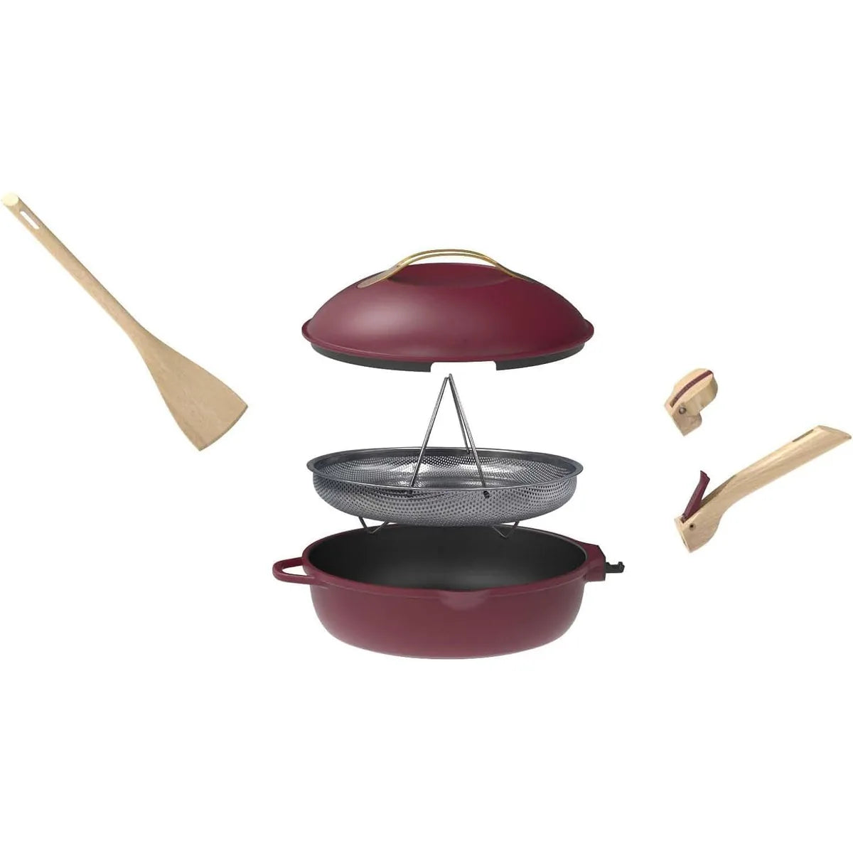 Cookut La Favolosa Padella 8-in-1 Rubio 24cm metallo riciclato rosso con manici rimovibili