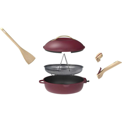 Cookut La Favolosa Padella 8-in-1 Rubio 24cm metallo riciclato rosso con manici rimovibili