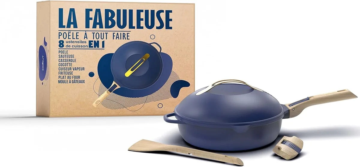 Cookut Favolosa Padella 8-in-1 Zaffiro 24cm metallo riciclato antiaderente blu