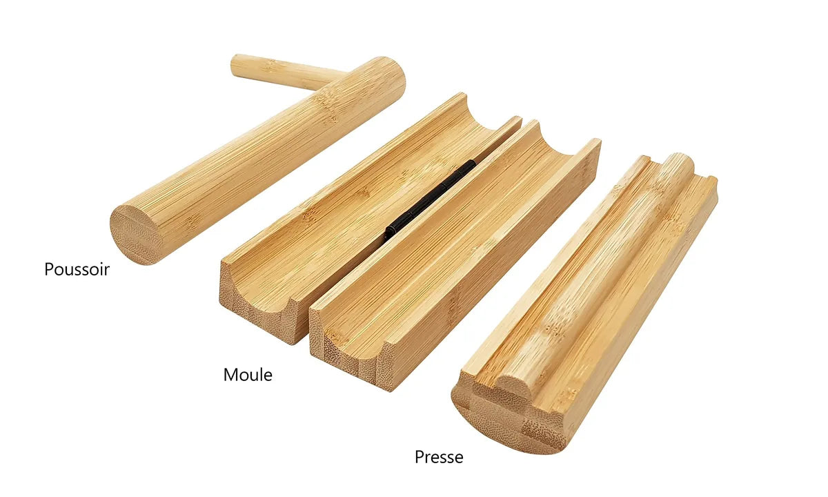 Cookut Sooshi Kit per Sushi Maki in bambù naturale colore beige - Set completo con stampo e pressa