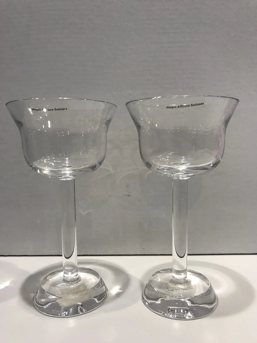 Arnolfo di Cambio coppia bicchieri cristallo acqua liquore design Ettore Sottsass