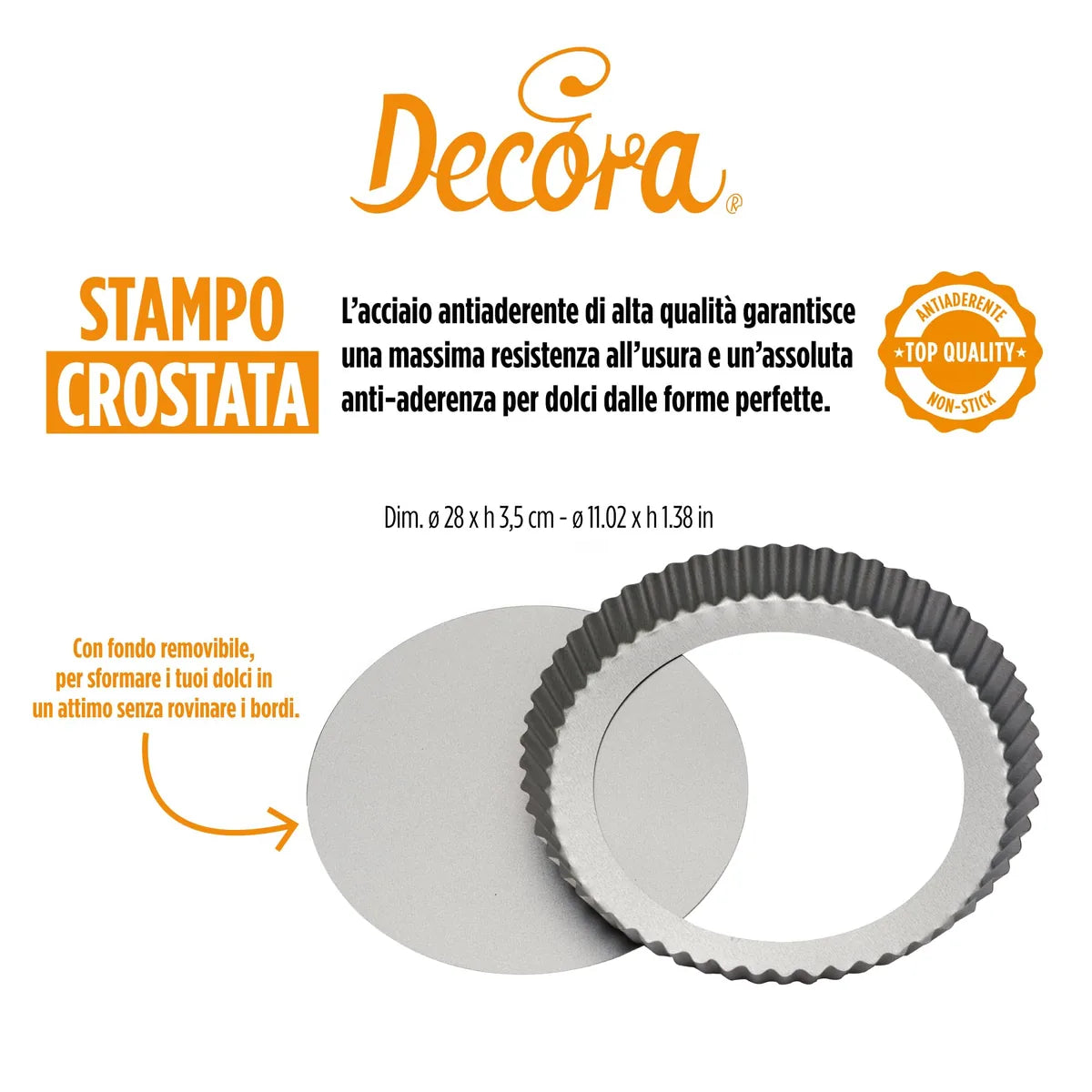 Decora stampo crostata rotondo fondo mobile Ø28 cm acciaio antiaderente