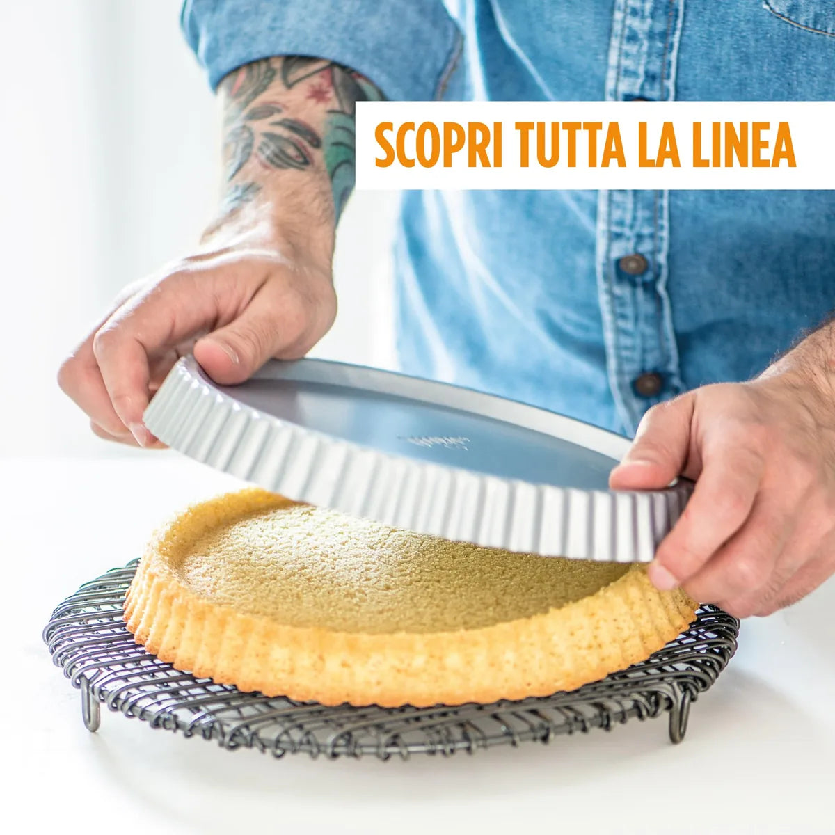 Decora Stampo Crostata Furbo rotondo Ø28 cm acciaio con base scanalata