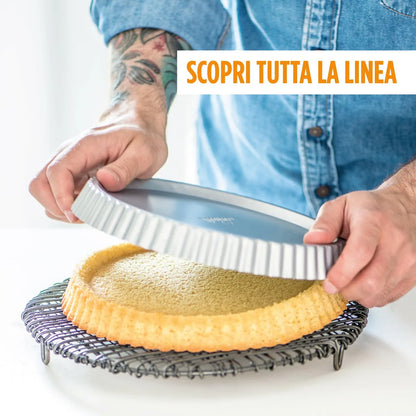Decora Stampo Crostata Furbo rotondo Ø28 cm acciaio con base scanalata