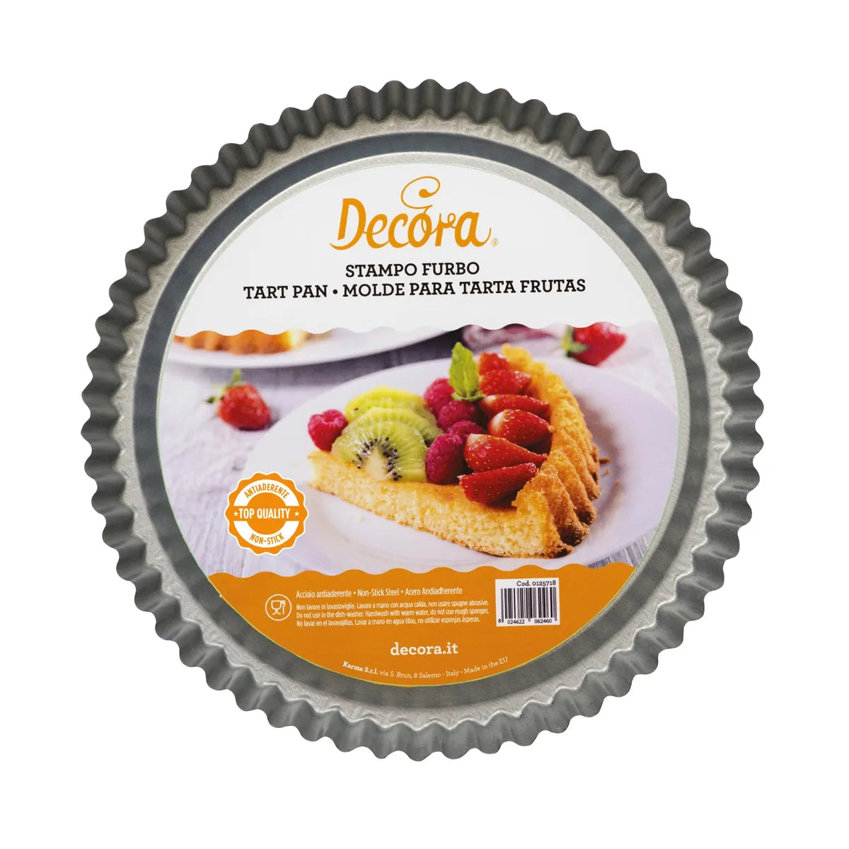 Decora Stampo Crostata Furbo rotondo Ø28 cm acciaio con base scanalata