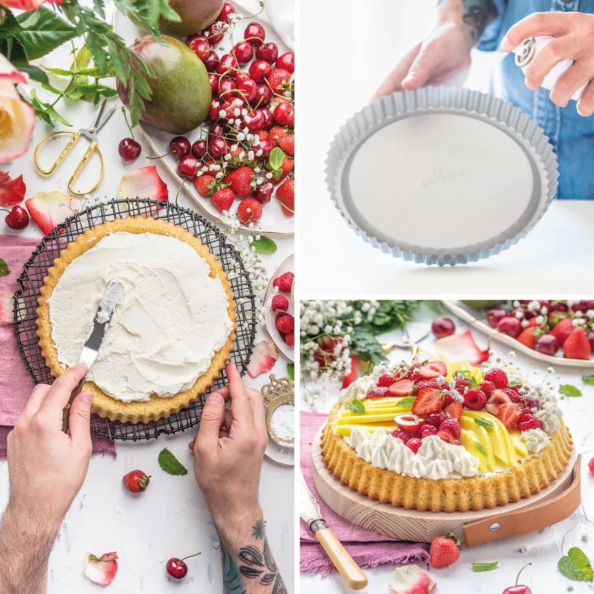 Decora Stampo Crostata Furbo rotondo Ø28 cm acciaio con base scanalata