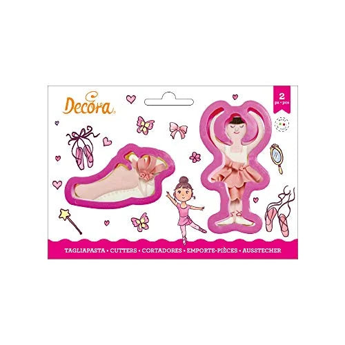 Decora Set 2 Tagliapasta Ballerina in plastica, colore trasparente - kit per biscotti e decorazioni