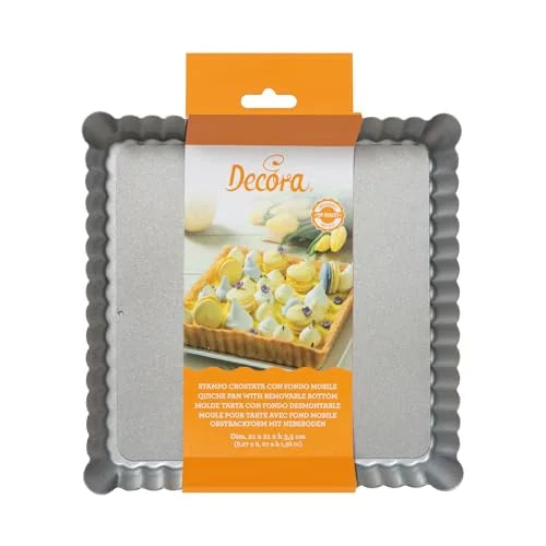 Decora stampo per crostata rettangolare acciaio antiaderente fondo rimovibile