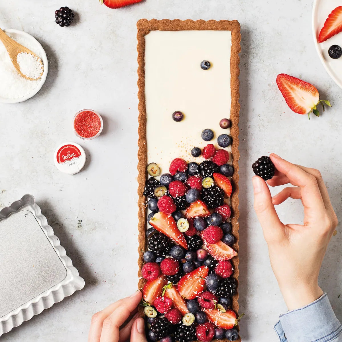Decora stampo per crostata rettangolare acciaio antiaderente fondo rimovibile