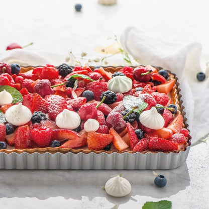Decora stampo per crostata rettangolare acciaio antiaderente fondo rimovibile