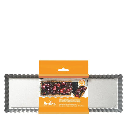 Decora stampo per crostata rettangolare acciaio antiaderente fondo rimovibile