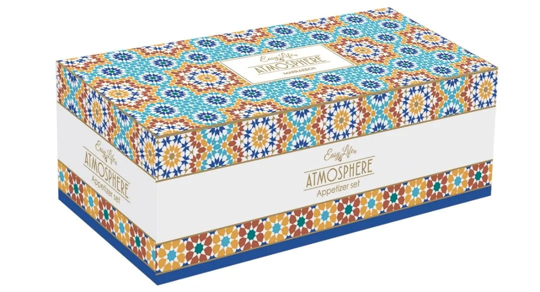 Easy Life Set Aperitivo 4 coppette porcellana vassoio bambou marrone