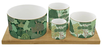 Easy Life Set Aperitivo 4 coppette porcellana vassoio bambou Coffee Mania