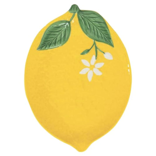 Easy Life Piatto Forma Limone in Porcellana con Fiori - Stilmobili