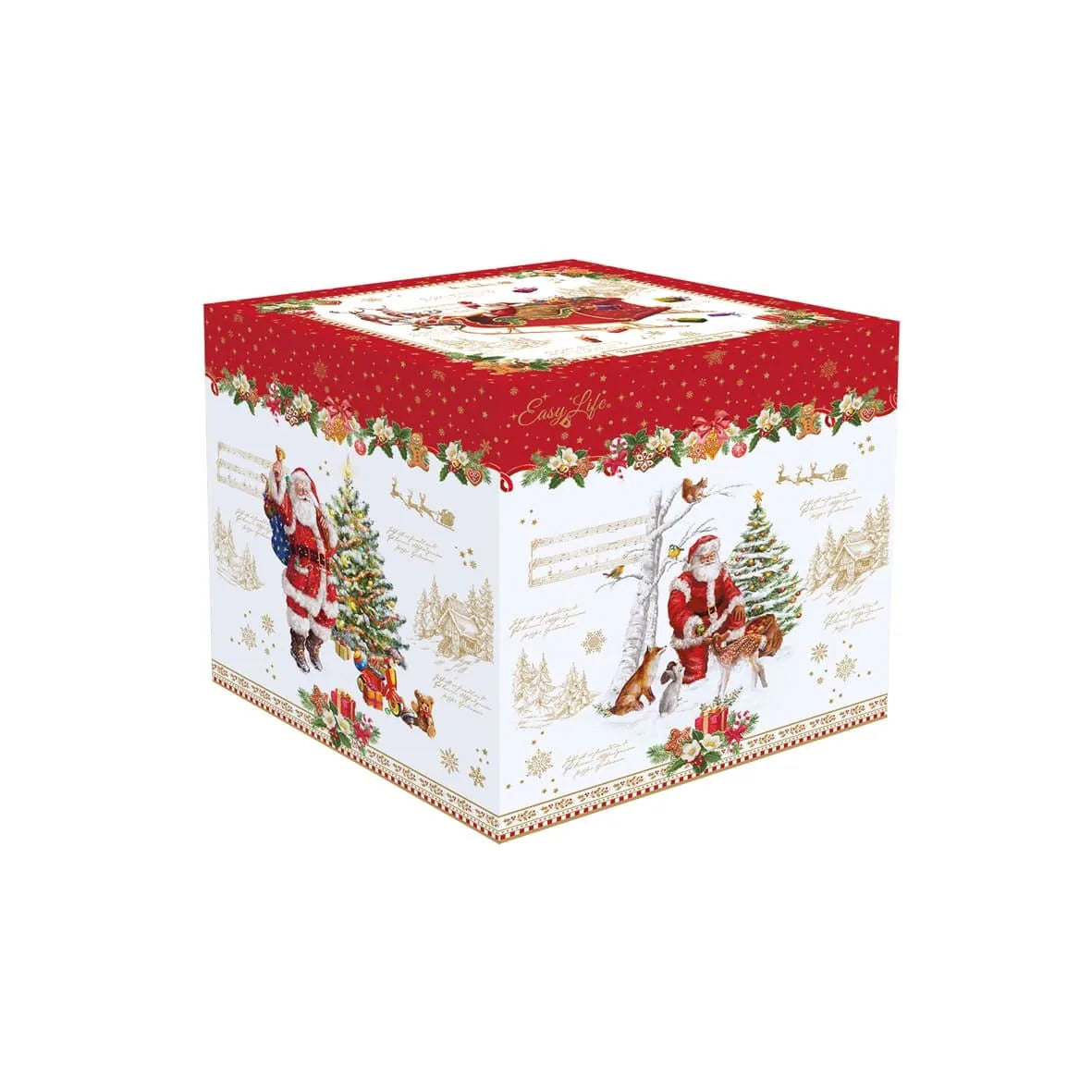 Easy Life Biscottiera Pallina di Natale porcellana rossa con Babbo Natale