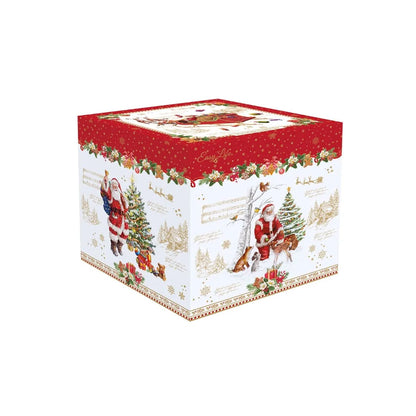 Easy Life Biscottiera Pallina di Natale porcellana rossa con Babbo Natale