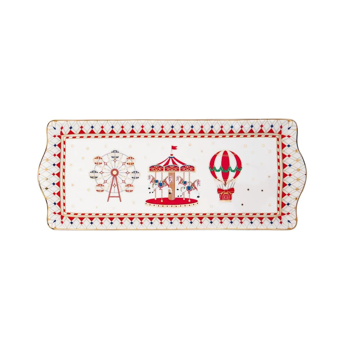 Easy Life vassoio natale Christmas Wonderland porcellana decorata con motivi dorati 35x15 cm