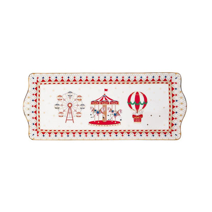 Easy Life vassoio natale Christmas Wonderland porcellana decorata con motivi dorati 35x15 cm