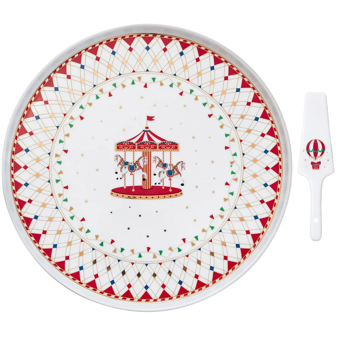 Easy Life vassoio natale Christmas Wonderland porcellana decorata con motivi dorati 35x15 cm