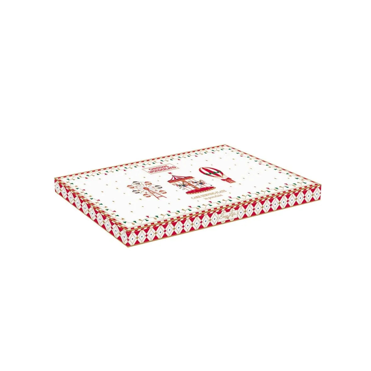 Easy Life vassoio natale Christmas Wonderland porcellana decorata con motivi dorati 35x15 cm