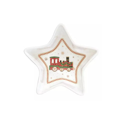 Easy Life confezione 5 ciotole stella porcellana bianca rossa Polar Express diametro 25 cm vassoio