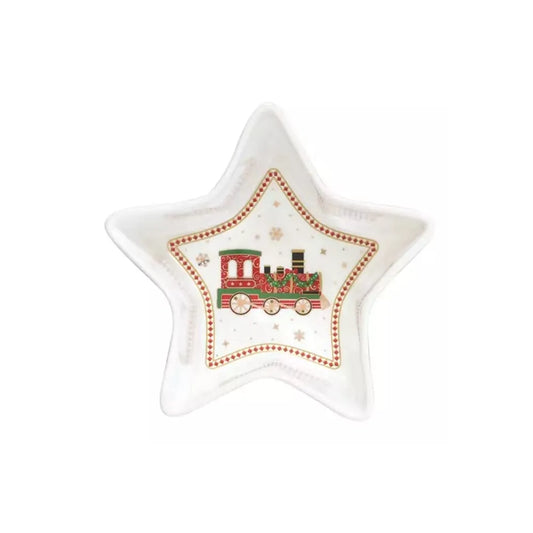 Easy Life confezione 5 ciotole stella porcellana bianca rossa Polar Express diametro 25 cm vassoio