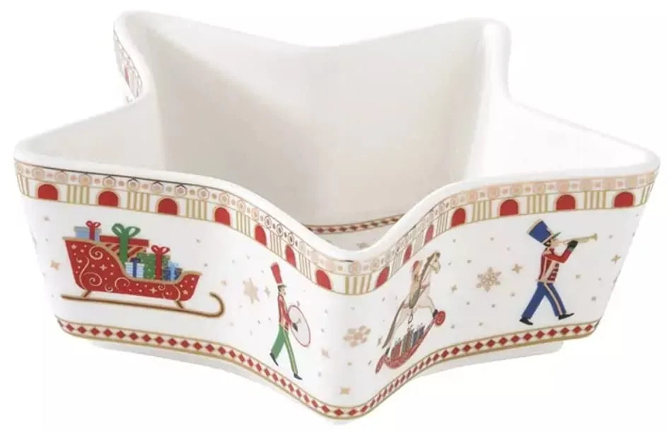 Easy Life confezione 5 ciotole stella porcellana bianca rossa Polar Express diametro 25 cm vassoio