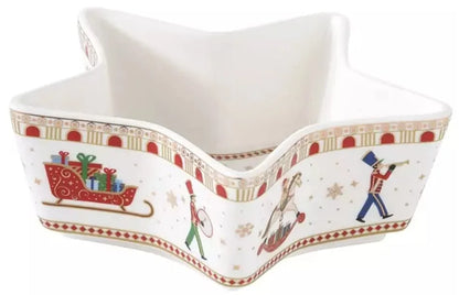 Easy Life confezione 5 ciotole stella porcellana bianca rossa Polar Express diametro 25 cm vassoio