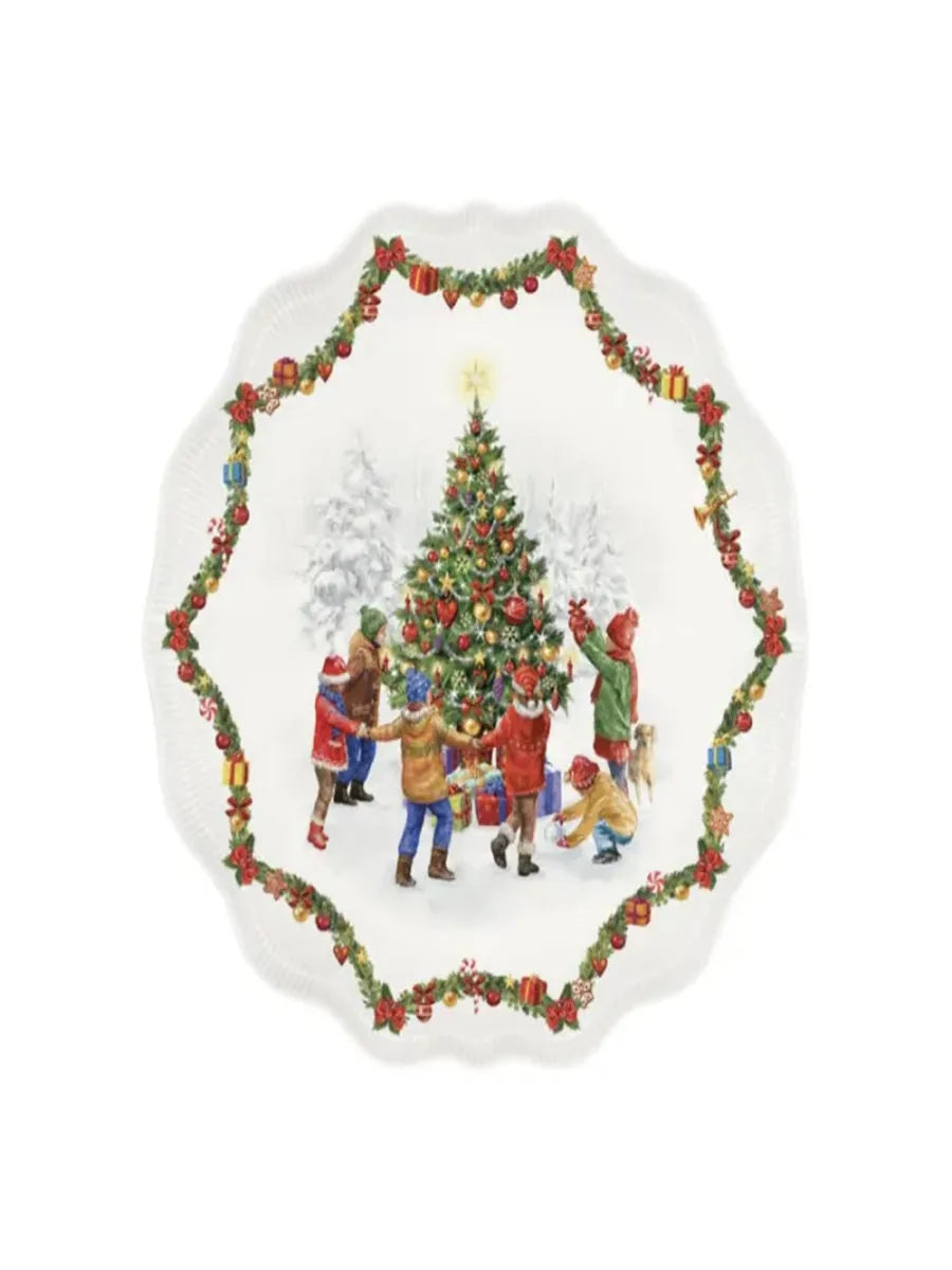Easy Life Piatto Torta Natale ceramica multicolore - tavola delle feste