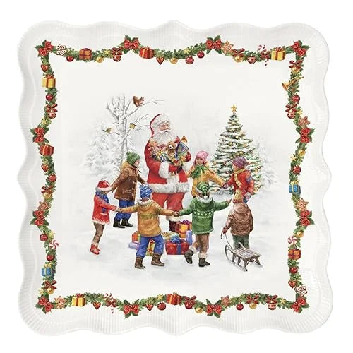 Easy Life Piatto Natale rettangolare in ceramica multicolore - Design italiano Stilmobili