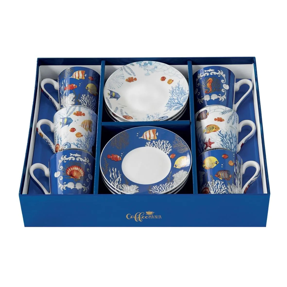 Easy Life Set 6 Tazze Caffè Porcellana Multicolore