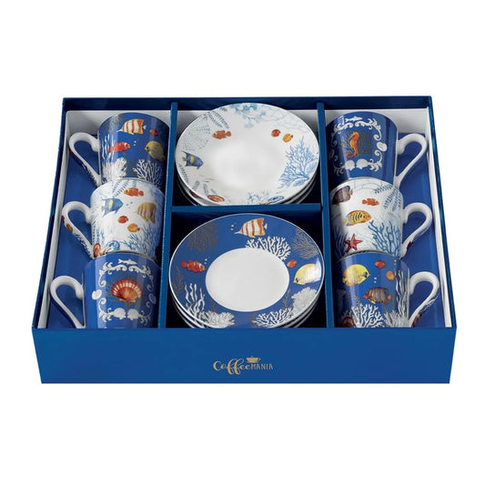 Easy Life Set 6 Tazze Caffè Porcellana Multicolore