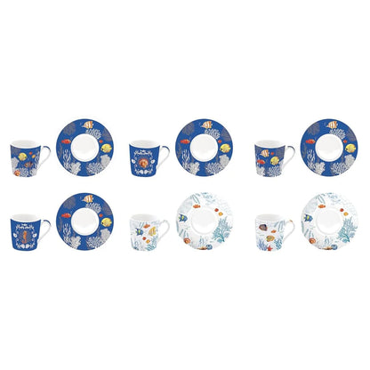 Easy Life Set 6 Tazze Caffè Porcellana Multicolore