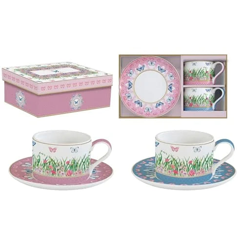 Easy Life Set 2 Tazze da Caffè in porcellana multicolore 24 cl