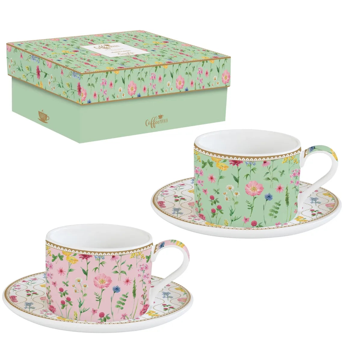 Easy Life Set 2 tazze caffè Coffee Mania porcellana multicolore 24 cl