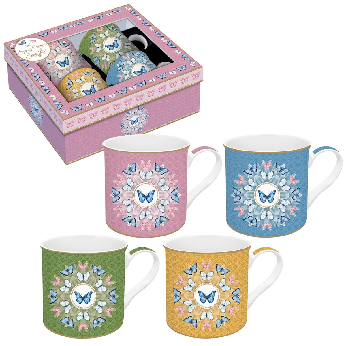 Easy Life Set 4 Tazze da Caffè porcellana multicolore - design italiano