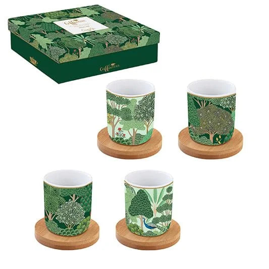 Easy Life Coffee Mania set 4 tazze caffè porcellana multicolore con piattino bambou
