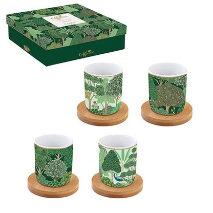 Easy Life Coffee Mania set 4 tazze caffè porcellana multicolore con piattino bambou