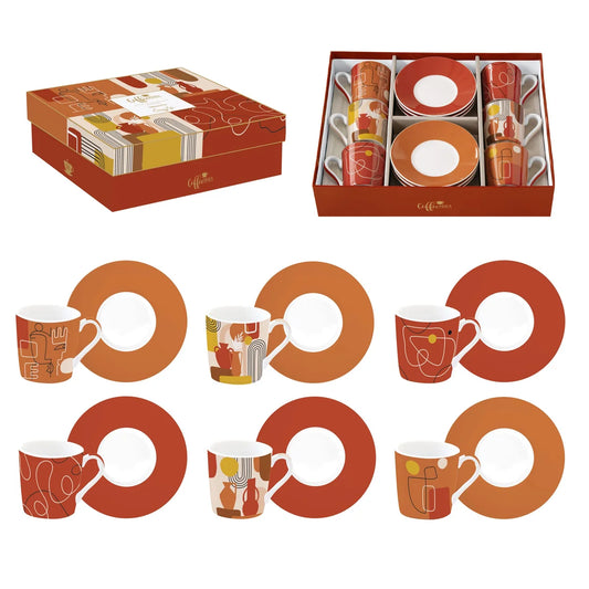 Easy Life Set 6 Tazze da Caffè porcellana multicolore 10 cl