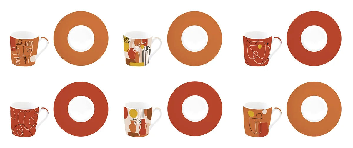 Easy Life Set 6 Tazze da Caffè porcellana multicolore 10 cl