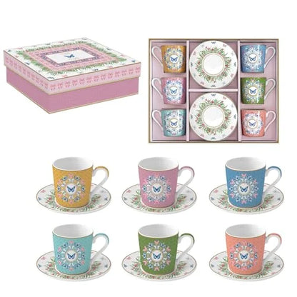 Easy Life Set 6 tazze da caffè in porcellana multicolore 10 cl