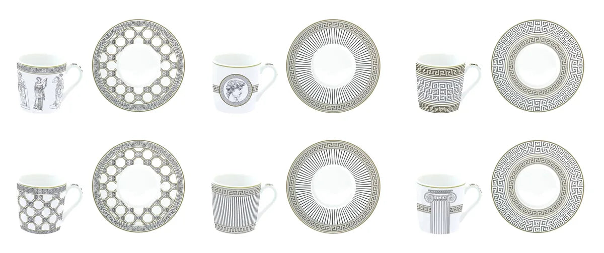 Easy Life Set 6 Tazze da Caffè in porcellana multicolore 10 cl