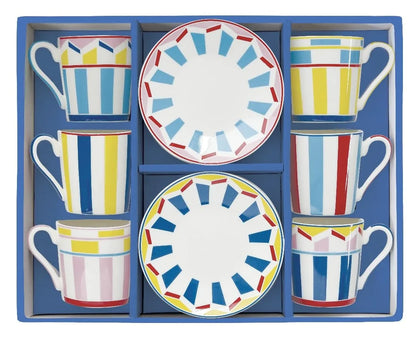 Easy Life Set 6 Tazze da Caffè in porcellana Geocromia multicolore 10 cl