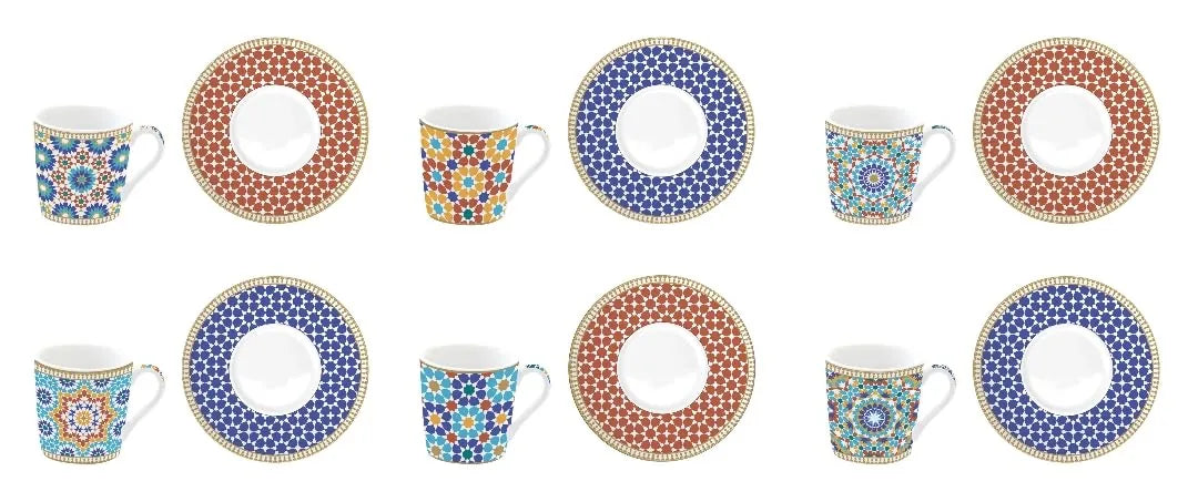 Easy Life Set 6 tazze da caffè porcellana multicolore motivo coccinella
