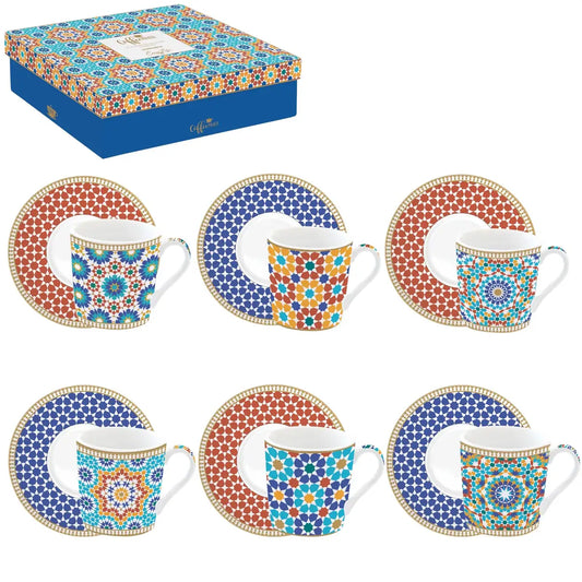 Easy Life Set 6 tazze da caffè porcellana multicolore motivo coccinella